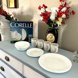 A brand new 16 piece dinnerware set, unbreakable, and lightweight.